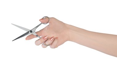 Woman hand holding scissors clipart
