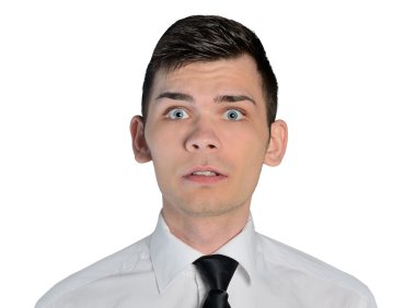 Business man fear face
