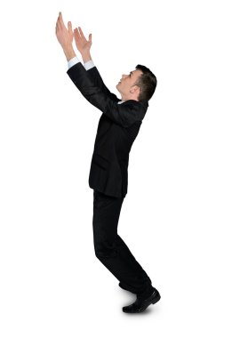 Business man give something