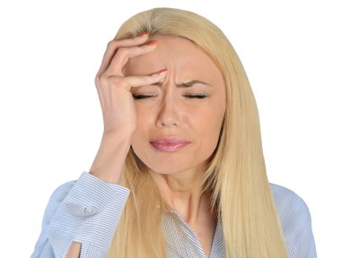 Business woman headache closeup