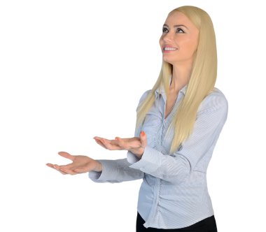 Business woman catch something