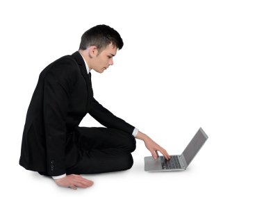 Business man writing laptop