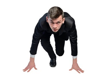 Business man start run position