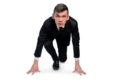 Business man start run position