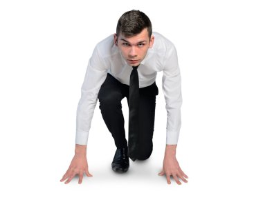 Business man start run position