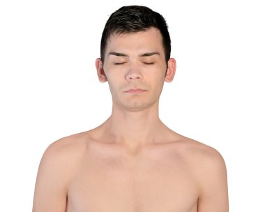 genç adam kapalı gözler