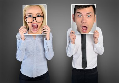 Shocked face of woman and man