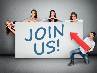 Join us word on banner