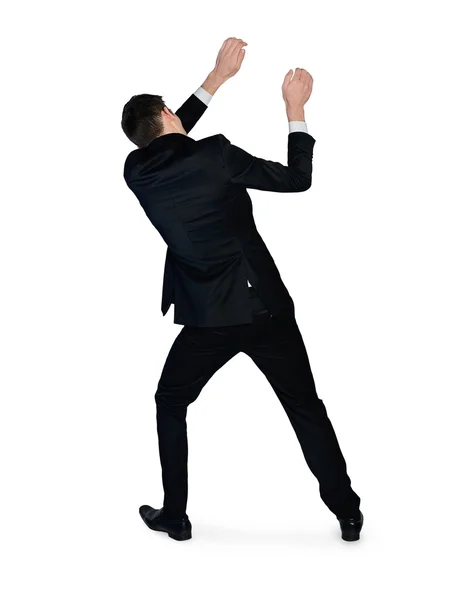 Business man drag something — Stock Photo, Image