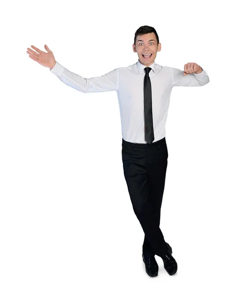 Business man amazed presenting something — Stock Photo, Image