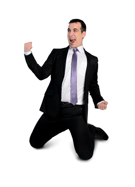 Business man winner hands up — Stock Photo, Image