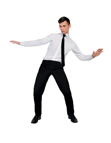 Business man dodge position — Stock Photo, Image