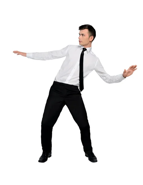 Business man dodge position — Stockfoto