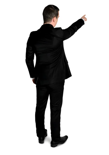 Business man pointing back — Stock Photo, Image