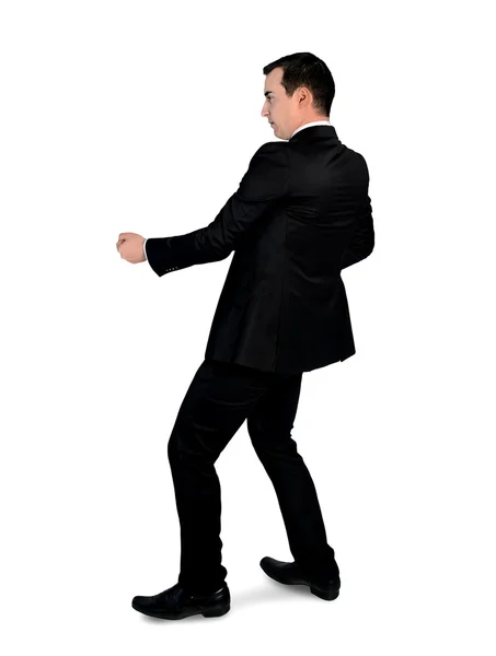 Business man drag something — Stock Photo, Image