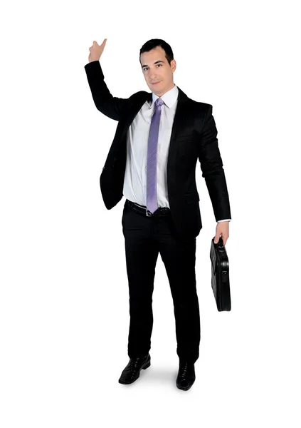 Business man pointing back — Stock Photo, Image