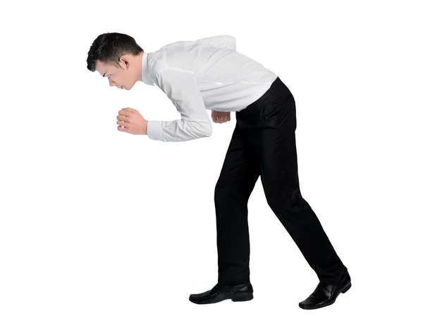 Business man crouch walk — Stok fotoğraf