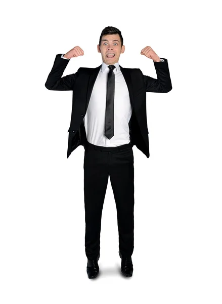 Business man showing muscle — Stock Photo, Image