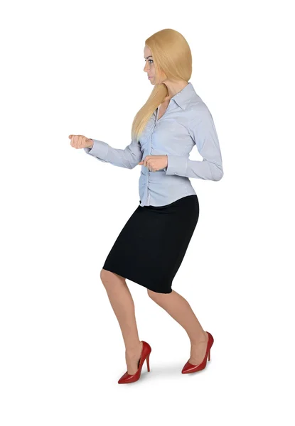 Business woman pull something — 스톡 사진