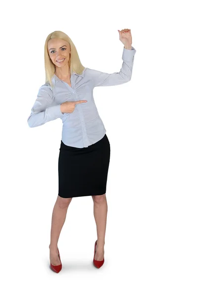 Mujer de negocios presentando algo — Foto de Stock