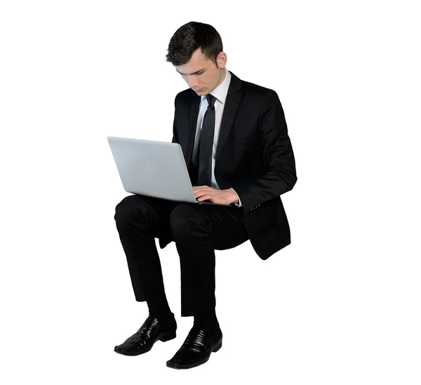 Homem de negócios com laptop — Fotografia de Stock