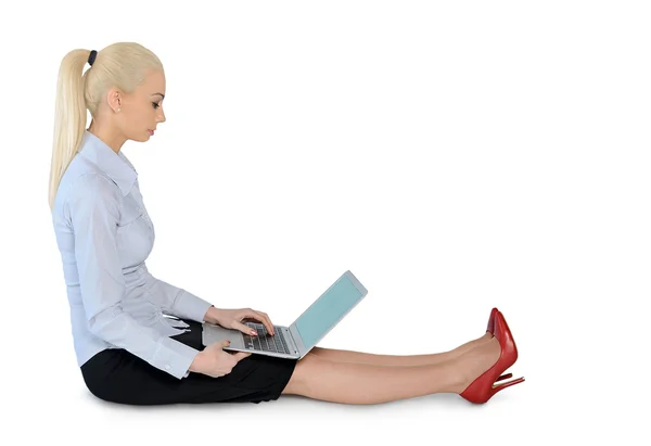 Business woman with computer — Stock Photo, Image