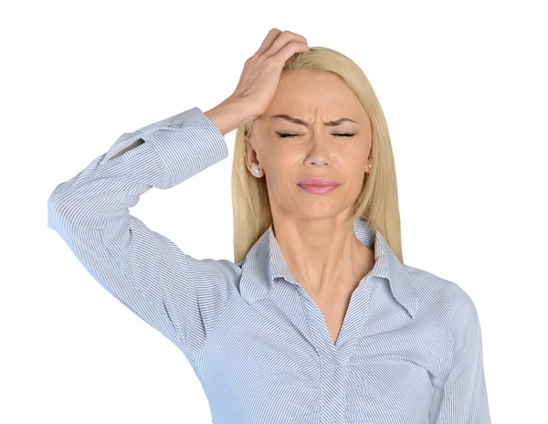 Business woman headache closeup