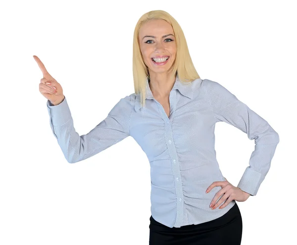 Mujer de negocios presentando algo — Foto de Stock