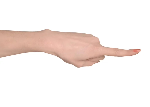 Женская рука указывающая сторона — стоковое фото