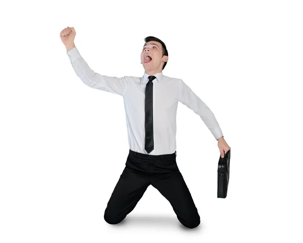 Business man winner hand up — Stock Photo, Image