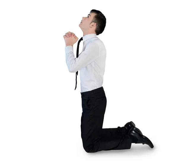 Business man pray looking up — Stock Photo, Image
