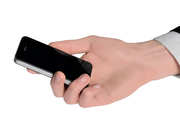 Mužská ruka držící telefon — Stock fotografie