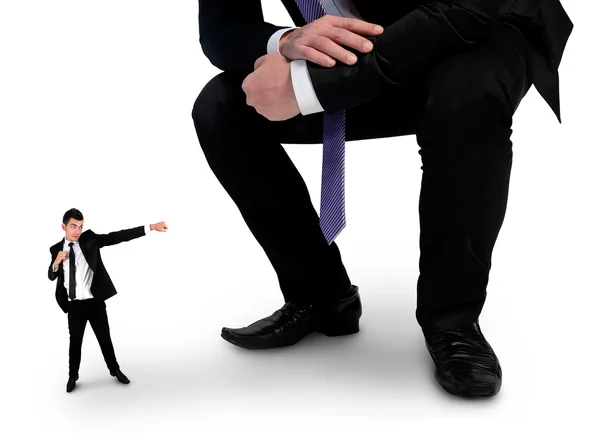 Little business man fighting with boss — Stok fotoğraf