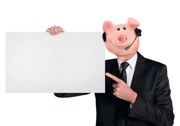 Piggy bank head business man — Stockfoto