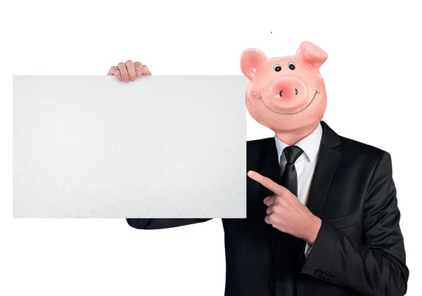 Piggy bank head business man — Stock fotografie