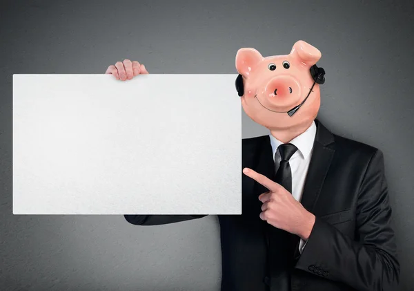 Piggy bank head business man — Stockfoto