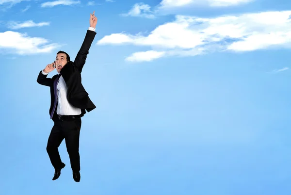 Business man happy jump — Zdjęcie stockowe