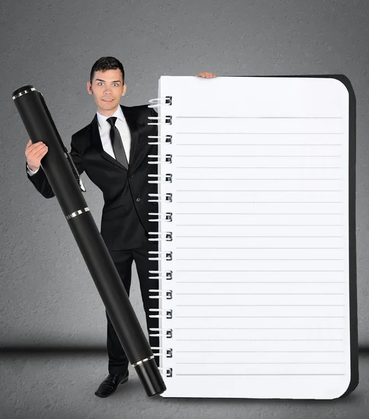 Business man with empty notepad — Stock Photo, Image