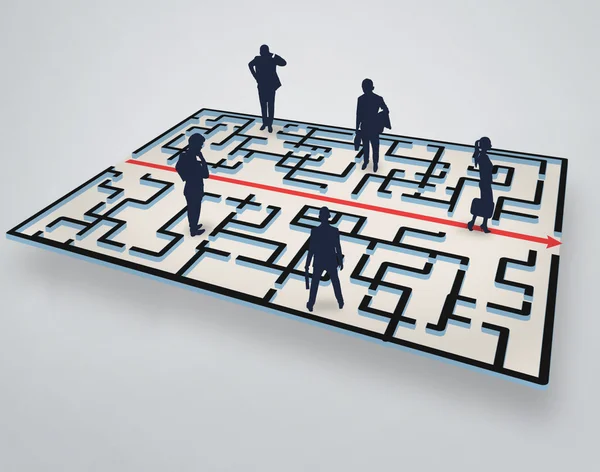 Maze illustration with group of people — Stock Photo, Image