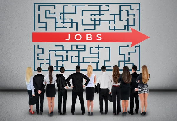 Business-Team denkt Jobs Wort Labyrinth — Stockfoto