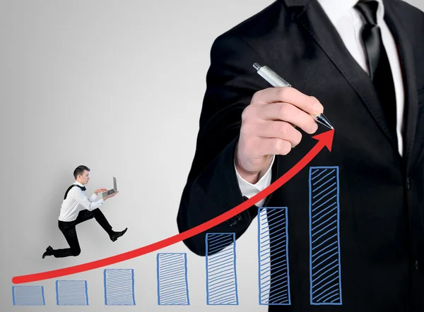 Business man write success chart — Stock Photo, Image