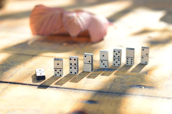 Conjunto de dominó de madera —  Fotos de Stock