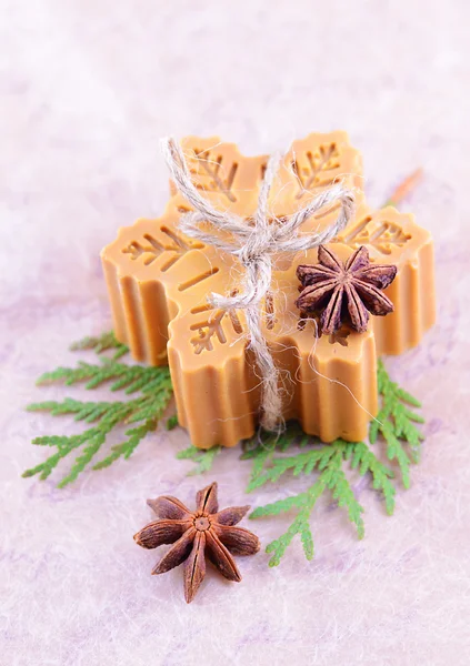 Handmade soap with cinnamon and anise star — Stock Photo, Image