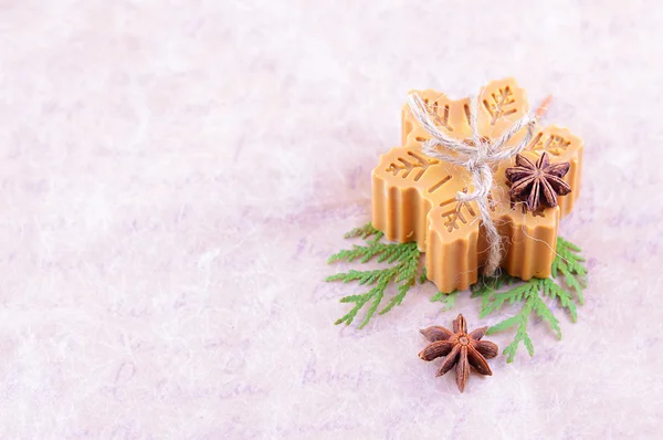 Handmade soap with cinnamon and anise star — Stock Photo, Image