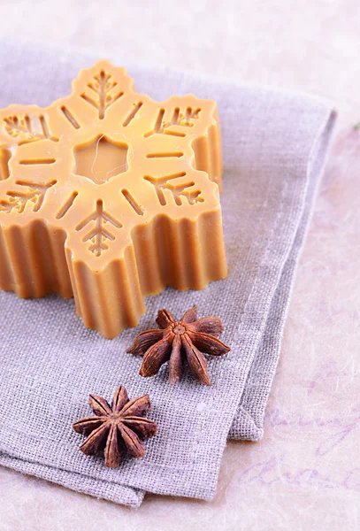 Handmade soap with cinnamon and anise star — Stock Photo, Image