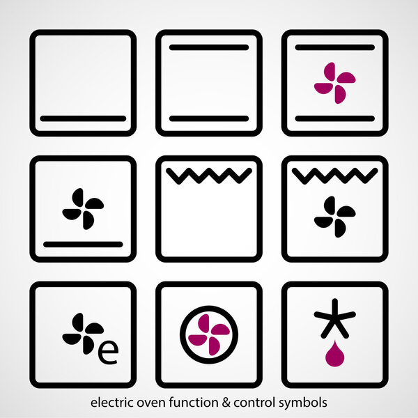 Electric oven function & control symbols