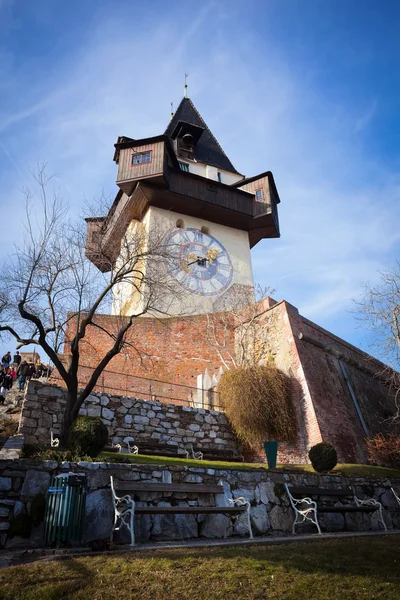 Uhrturm old clock tower in Graz — Stock Photo, Image