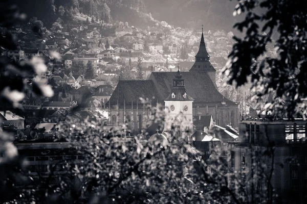 Vue de la vieille ville de Brasov située dans la partie centrale de la Roumanie — Photo