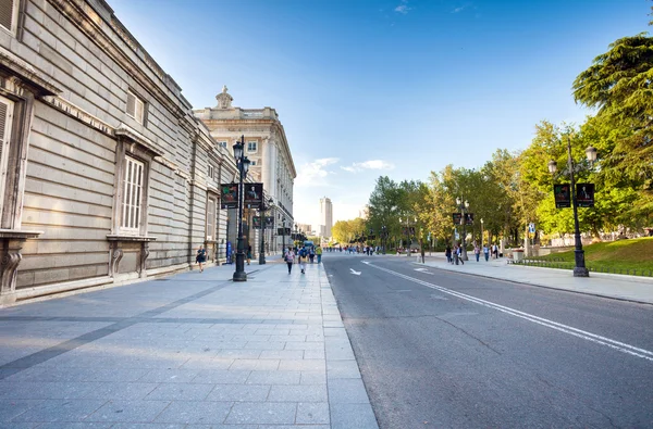 Bahar gününde turist Madrid Kraliyet Sarayı — Stok fotoğraf