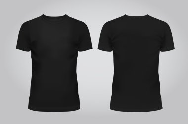 Vektör çizim tasarım şablonu siyah erkek T-shirt, ön ve arka hafif bir arka plan üzerinde izole. Degrade kafes öğeleri içerir.